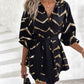 Bronzing Chevron Print Tied Detail Shirt Dress