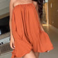 One Shoulder Asymmetrical Hem Ruffles Mini Dress Casual A Line Loose Fit Vacation Dress