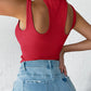Criss Cross Asymmetrical Neck Bodysuit