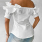 Off Shoulder Layered Ruffles Button down Asymmetrical Hem Top