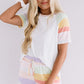 White Rainbow Striped T Shirt and Shorts Set