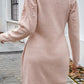 Apricot Pink Pearl Beaded High Neck Bodycon Sweater Dress