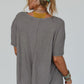 Gray Solid Color Waffle Knit T Shirt and Shorts Set