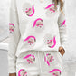 White Santa Clause Pattern Textured Pullover and Shorts Casual Outfit