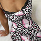 Butterfly Leopard Print Spaghetti Strap Slim Fit Lace Dress Glamorous Dress
