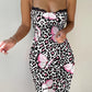 Butterfly Leopard Print Spaghetti Strap Slim Fit Lace Dress Glamorous Dress