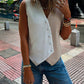 Colorblock Buttoned Asymmetrical Vest