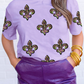 Wisteria Sequined Fleur De Lis Mardi Gras Fashion Tee