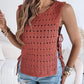 Round Neck Sleeveless Hollow out Crochet Sweater