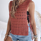 Round Neck Sleeveless Hollow out Crochet Sweater