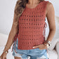 Round Neck Sleeveless Hollow out Crochet Sweater