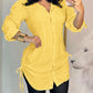 Side Drawstring Shirred Shirt Dress