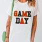 White Glitter GAME DAY Rugby Football Season Round Neck T Shirt