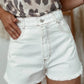 White Raw Hem High Waist Denim Shorts