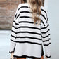 Striped High Neck Side Slit Knit Sweater