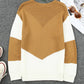 Two-Tone Chevron Pullover Sweater