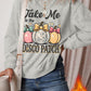 Gray Disco Ball Bowknot Pumpkin Graphic Crewneck Sweatshirt