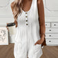 Water Rippling Sleeveless Romper Casual pocket Design Short Jumpsuit