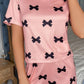 Pink Bow Printed Short 2pcs Lounge Set