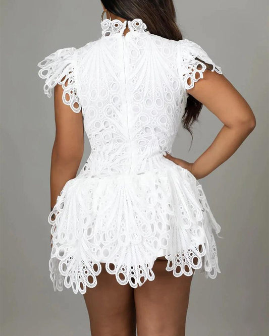Mock Neck Guipure Lace Dress