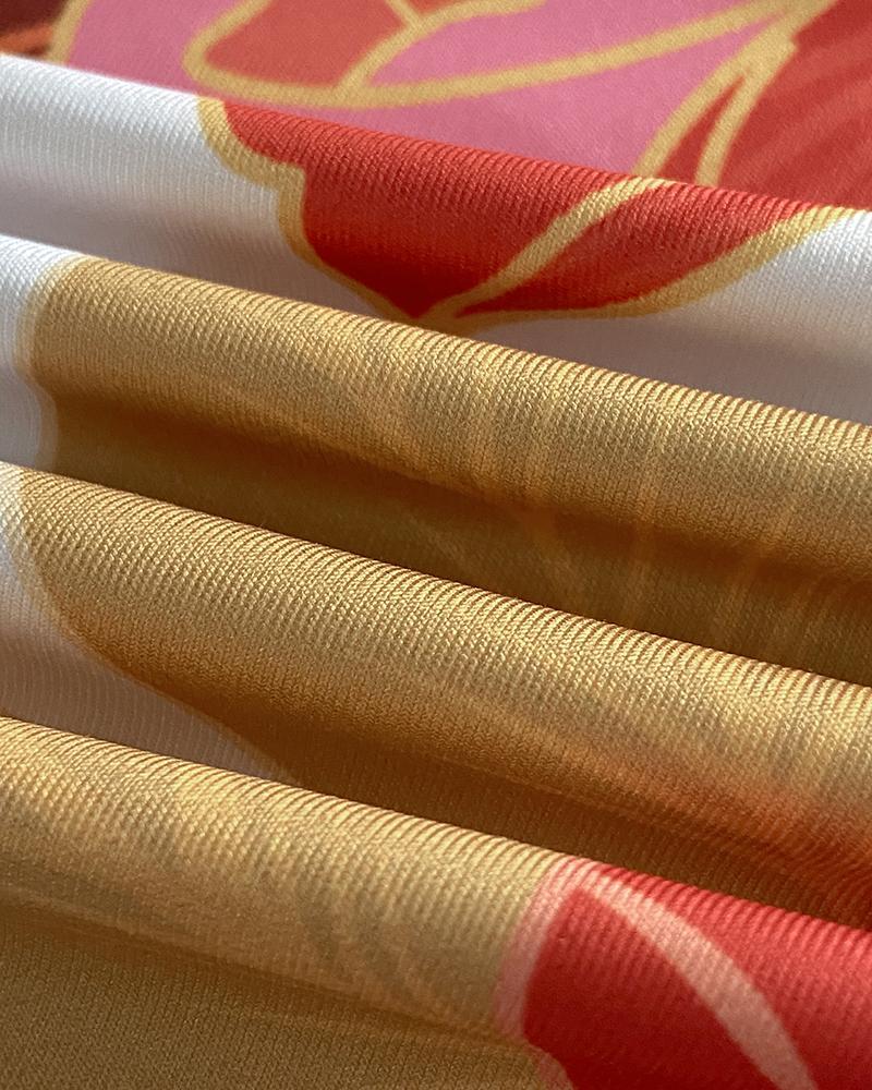 Floral Print Halter Sleeveless A Line Mini Dress Sexy Waist Hollow Out Vacation Dress