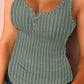 U Neck Snap Button Ribbed Tank Top