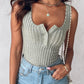 U Neck Snap Button Ribbed Tank Top