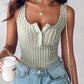 U Neck Snap Button Ribbed Tank Top