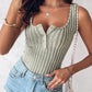 U Neck Snap Button Ribbed Tank Top