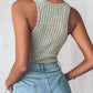 U Neck Snap Button Ribbed Tank Top