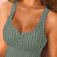 U Neck Snap Button Ribbed Tank Top