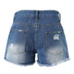Independence Day Flag Print Buttoned Fringe Denim Shorts