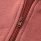 Brown Zip Up Stand Collar Ribbed Thumbhole Sleeve Sweatshirt