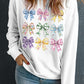 White Easter Eggs Plaid Bow Graphic Drop Shoulder Sweatshirt