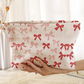 Fiery Red Bows Print Zipped Corduroy Makeup Storage Bag