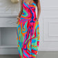 Abstract Print Spaghetti Strap Maxi Dress