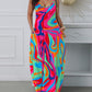 Abstract Print Spaghetti Strap Maxi Dress