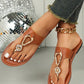 Thai Curry Rhinestone Decor Clip Toe Faux Leather Flat Slippers