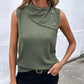 Asymmetrical Neck Sleeveless Waffle Tank Casual Button Decor Slim Fit Top