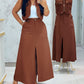 2 Pieces Outfit Sleeveless Zipper Front Metal Decor Crop Vest and High Waist Slit Elastic Back Waist Maxi Dress Set