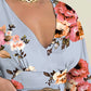 Floral Print Lantern Sleeve Top & Shorts Set