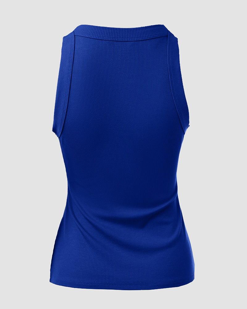 O Neck Sleeveless Basic Slim Fit Skinny Tank Casual Top(Without Pads)