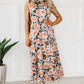 Black Boho Floral Print Knotted Halter Ruffled Maxi Dress