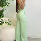2 Pieces Outfit Bandeau Button Decor Vest Top and Casual Wide Leg Pants Set