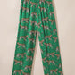 Green Cheetah Print Short Sleeve Shirt and Pants Pajama Set