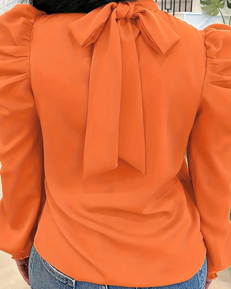Tie Back Shirred Puff Sleeve Top