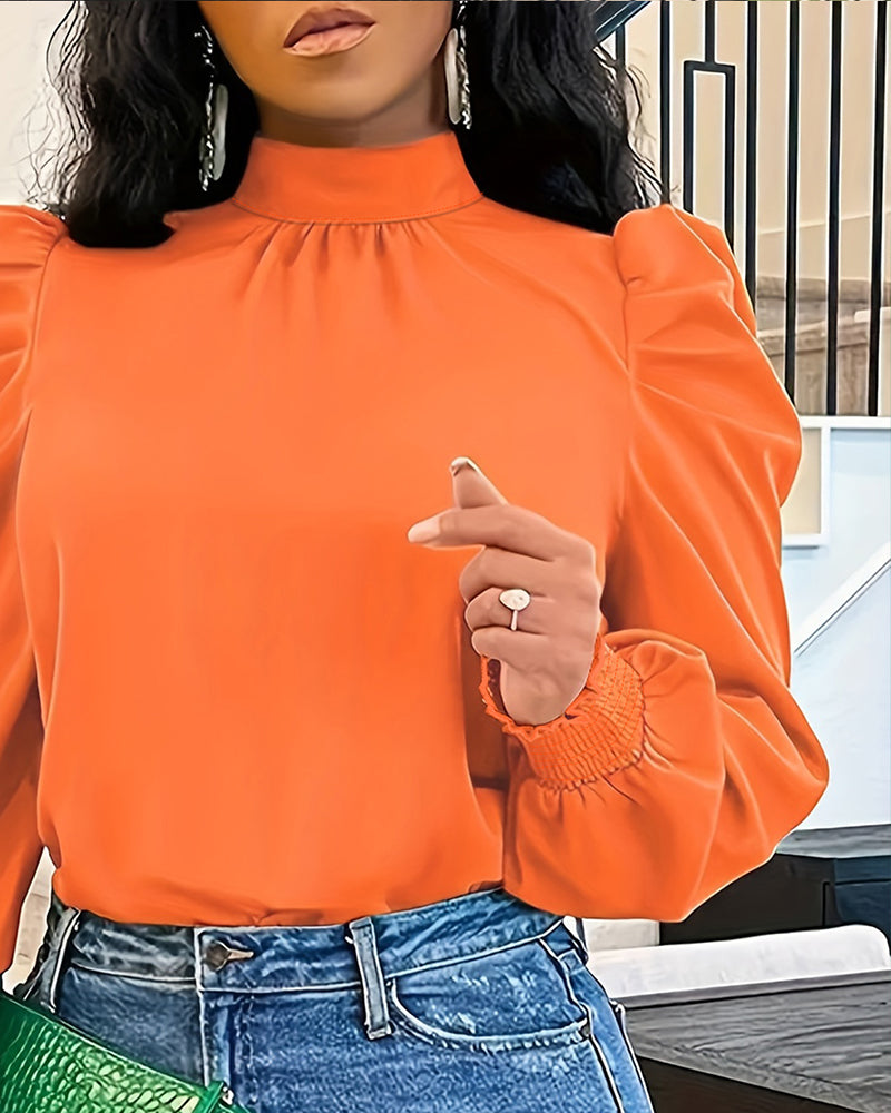 Tie Back Shirred Puff Sleeve Top