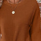 Crewneck Long Sleeve Top Twisted Front Casual Loose Blouse Tee