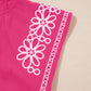 Sachet Pink Floral Embroidered Flutter Sleeve Pleated Neck Blouse