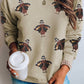 Parchment Shimmering Turkey Pattern Thanksgiving Holiday Sweatshirt